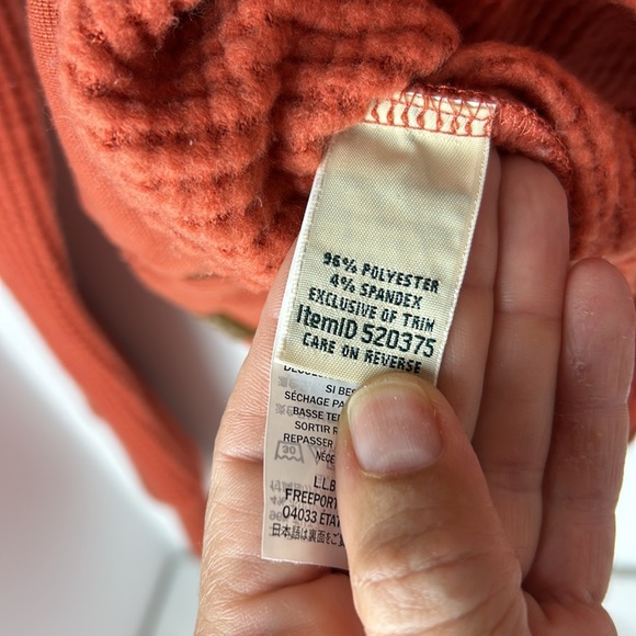 LL Bean Men’s waffles pullover sweatshirt XS distressed orange - Picture 6 of 6